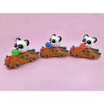 a sofubi panda with car a sofubi panda with car