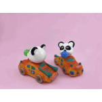 a sofubi panda with car a sofubi panda with car