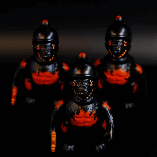 a kaiju sofubi of the gun monster