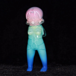 a clear  with multi color sofubi toy