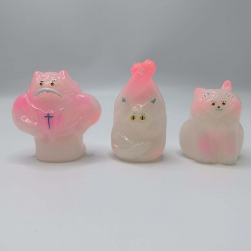 a cute pink sofubi cat sets a cute pink sofubi cat sets